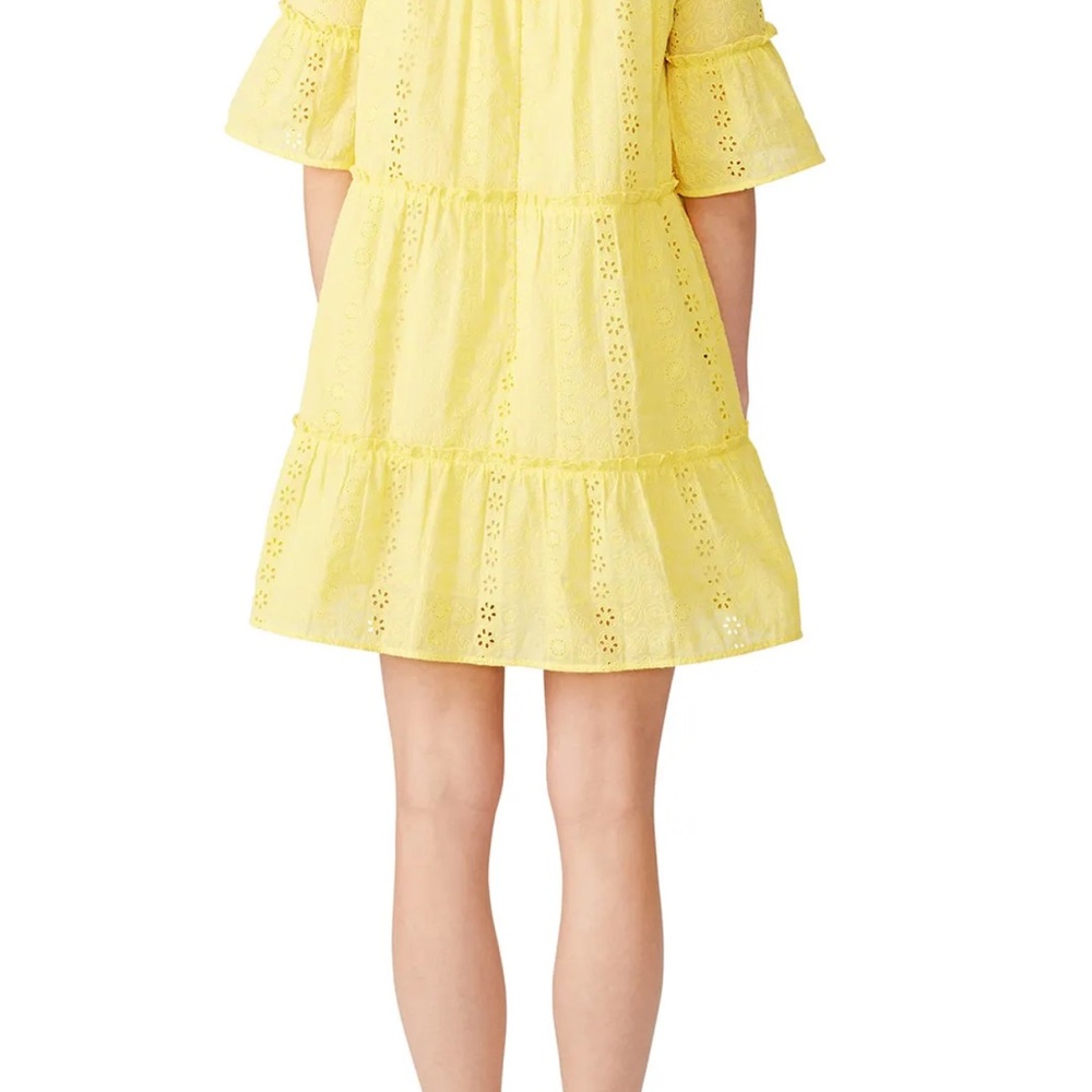 Yellow Eyelet Mini Dress - Picture 3 of 4